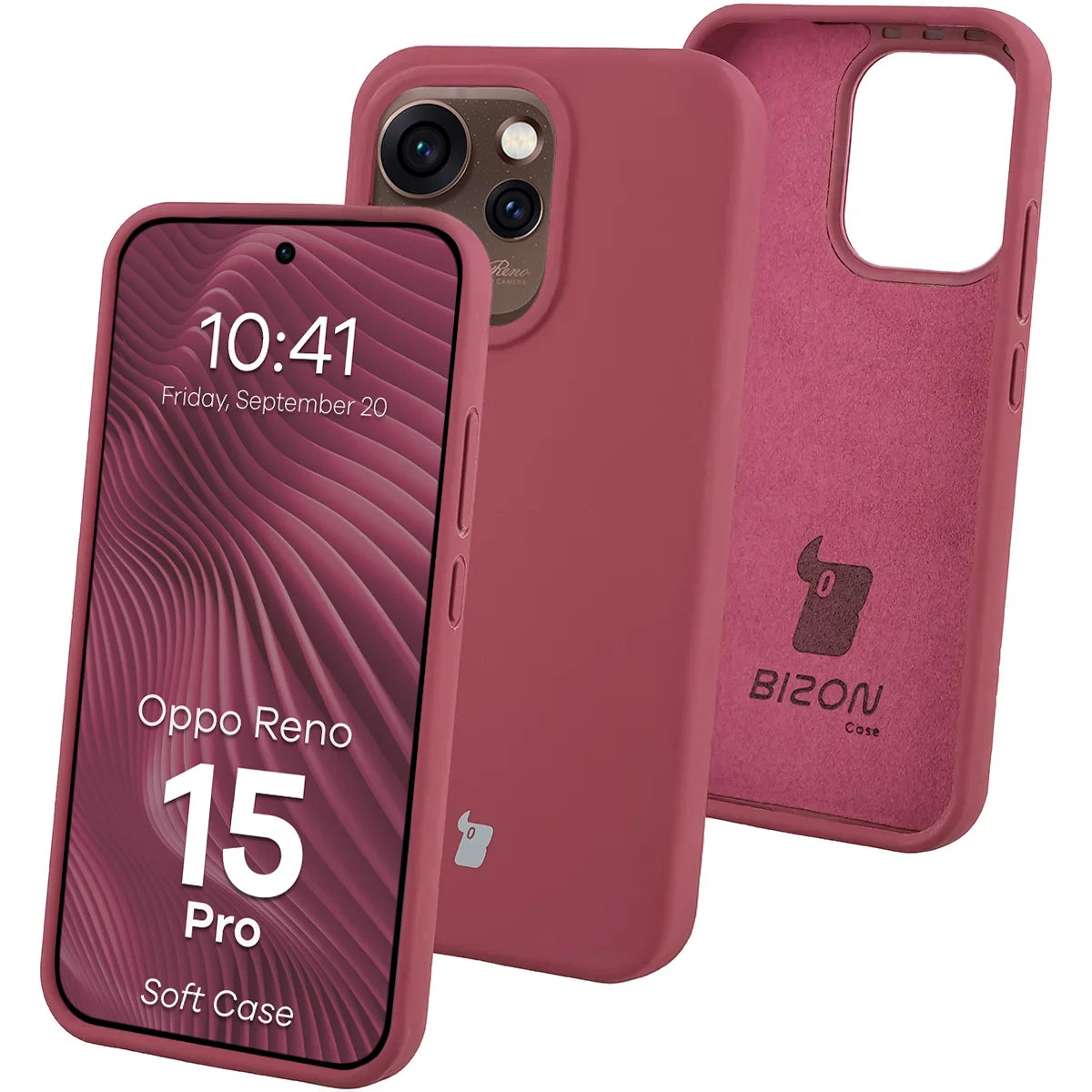 Silikon Handyhülle für Oppo Reno 15 Pro, Bizon Soft Case, Pflaumenfarbe