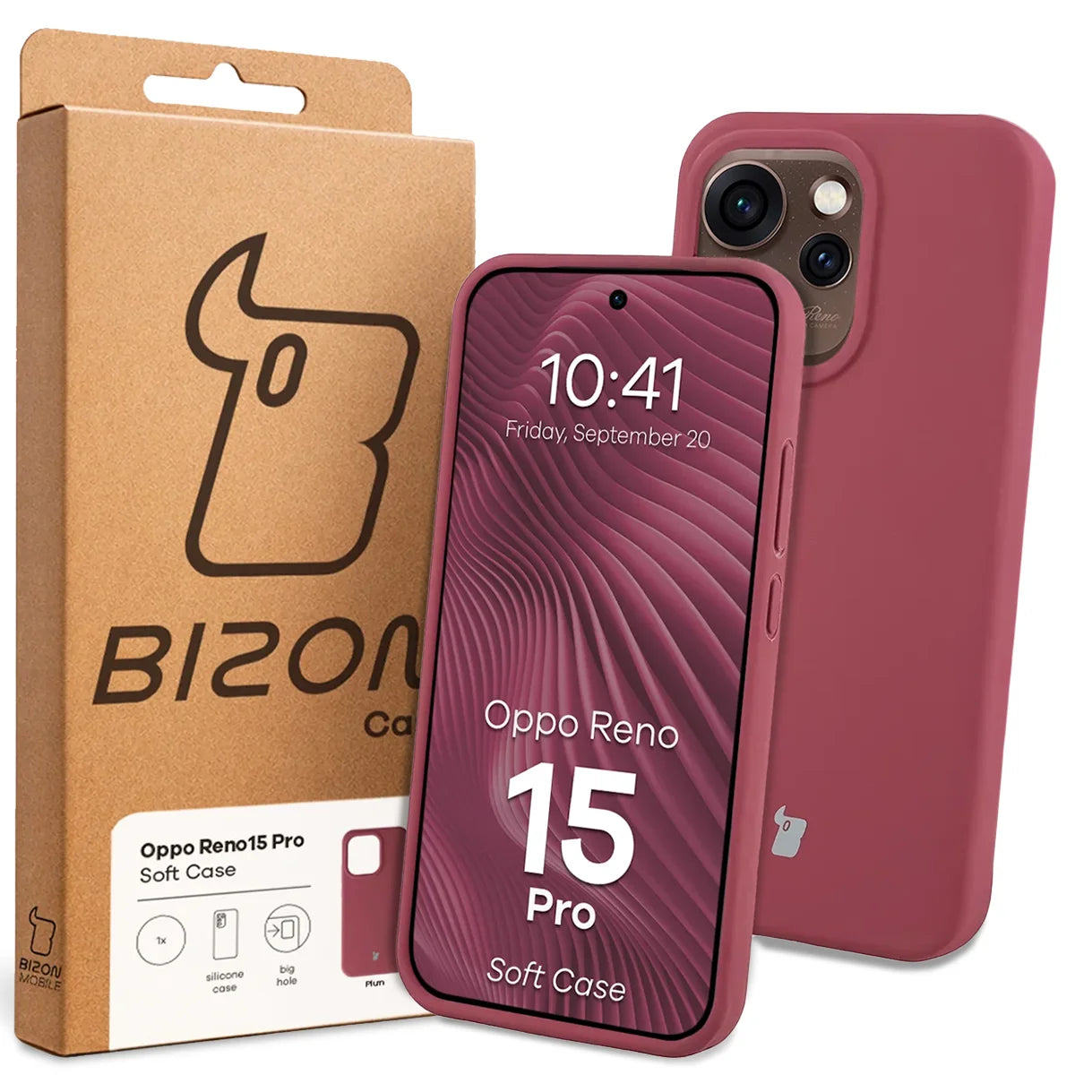 Silikon Handyhülle für Oppo Reno 15 Pro, Bizon Soft Case, Pflaumenfarbe