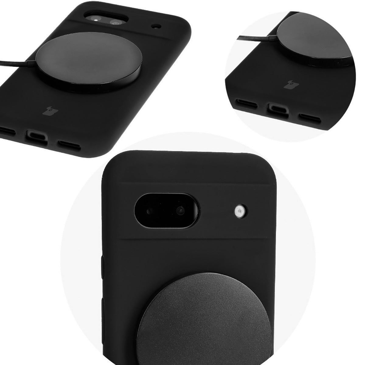 Silikon Handyhülle für Google Pixel 8a, Bizon Soft Case, Schwarz