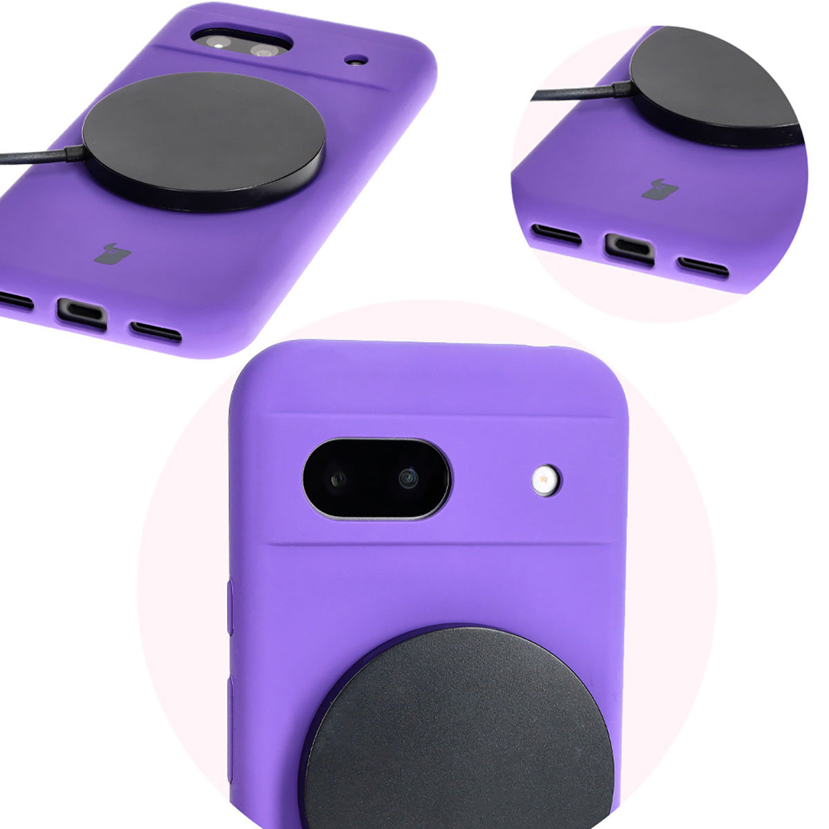 Silikon Handyhülle für Google Pixel 8a, Bizon Soft Case, Violett