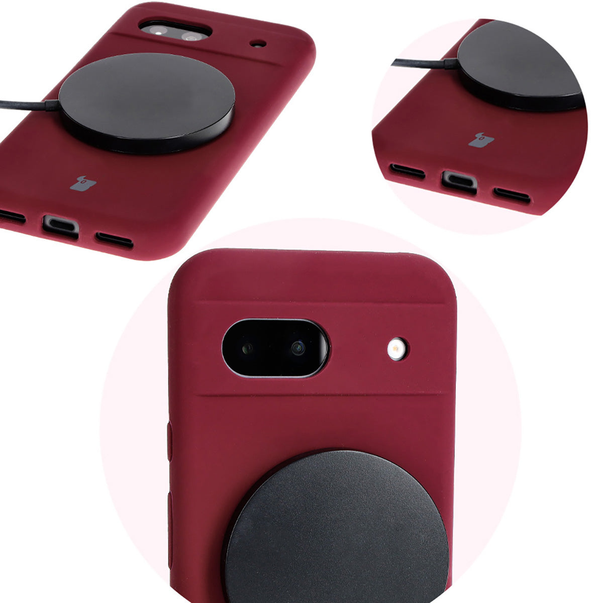 Silikon Handyhülle für Google Pixel 8a, Bizon Soft Case, Pflaumenfarbe