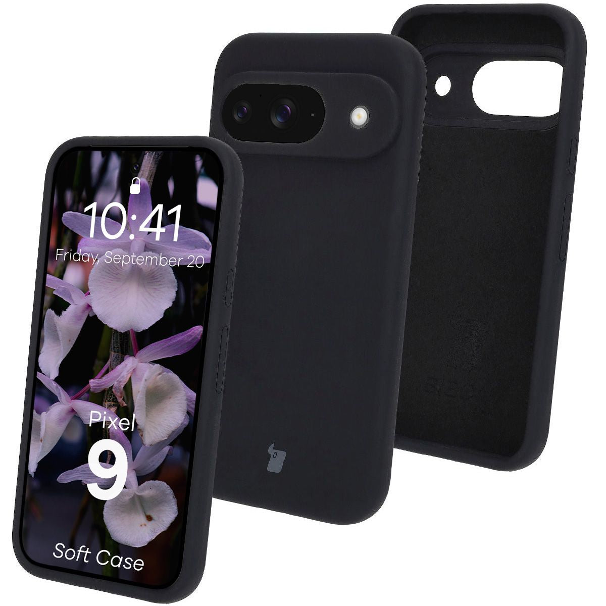Silikon Handyhülle für Google Pixel 9, Bizon Soft Case, Schwarz