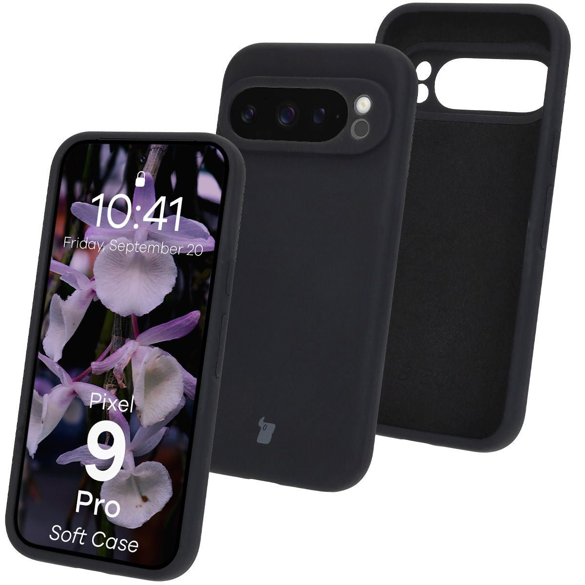 Silikon Handyhülle für Google Pixel 9 Pro, Bizon Soft Case, Schwarz