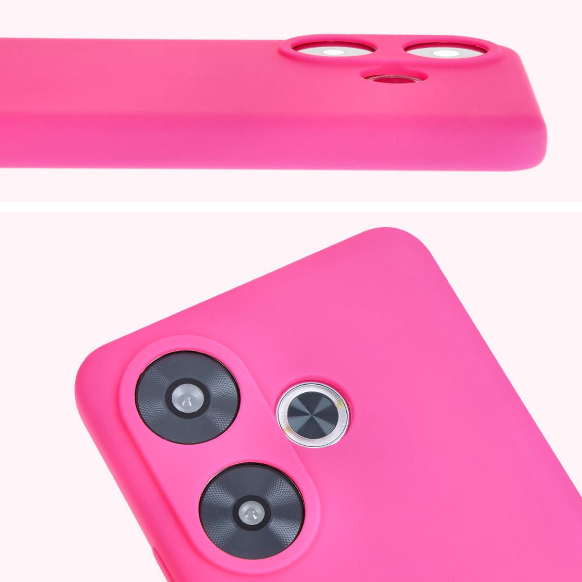 Silikon Handyhülle für Xiaomi Poco F6, Bizon Soft Case, Neon-Pink