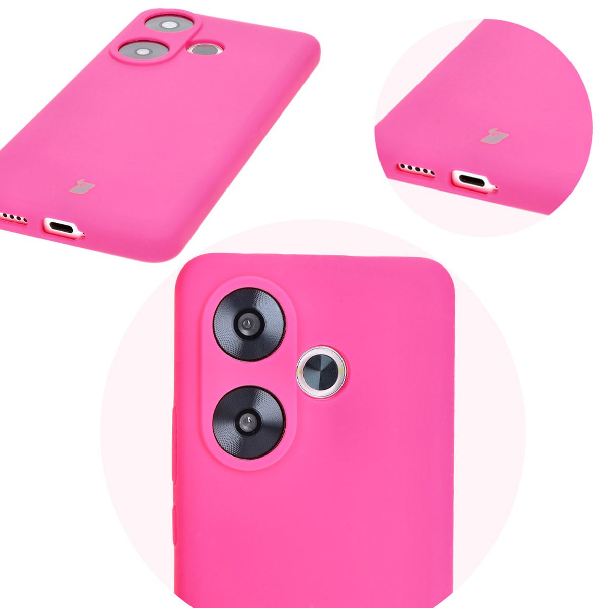 Silikon Handyhülle für Xiaomi Poco F6, Bizon Soft Case, Neon-Pink