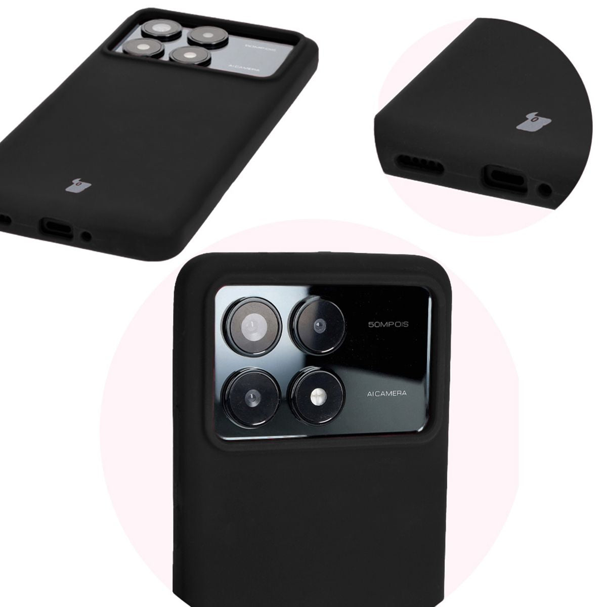 Silikon Handyhülle für Xiaomi Poco F6 Pro, Bizon Soft Case, Schwarz