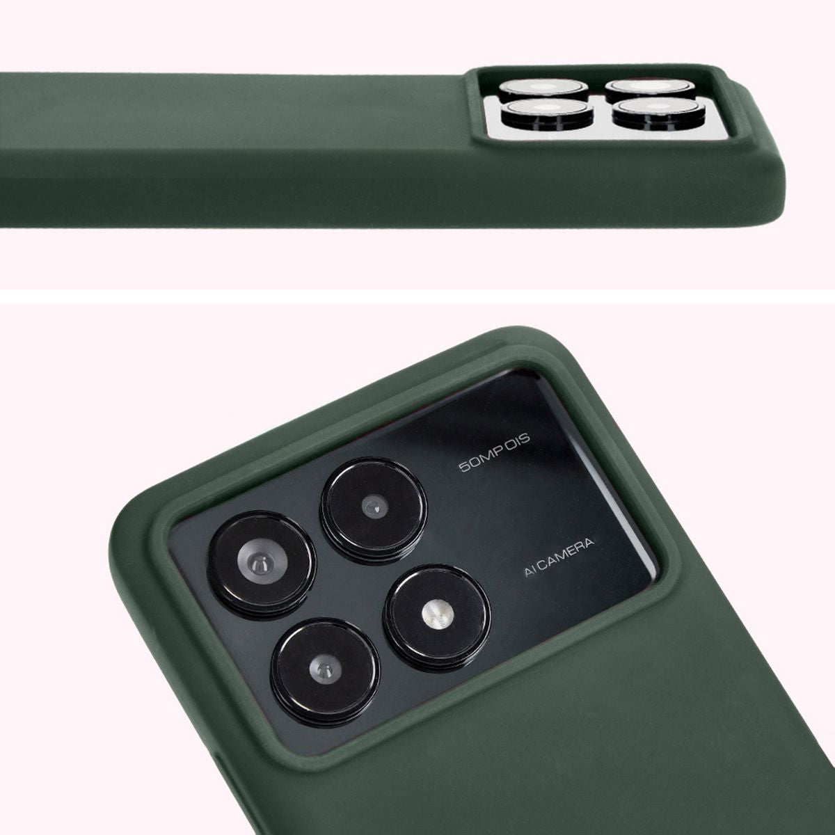 Silikon Handyhülle für Xiaomi Poco F6 Pro, Bizon Soft Case, Dunkelgrün
