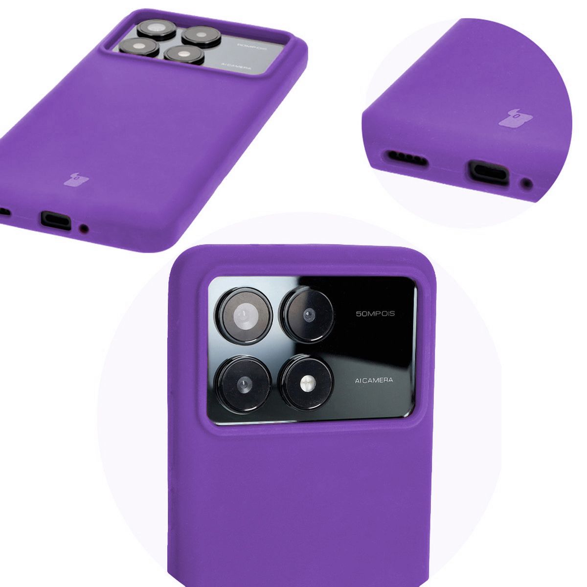 Silikon Handyhülle für Xiaomi Poco F6 Pro, Bizon Soft Case, Violett