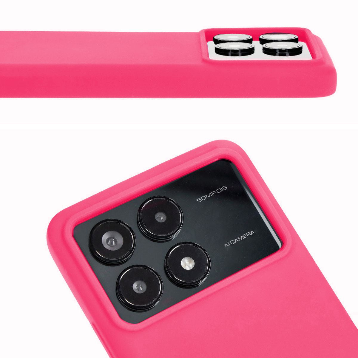 Silikon Handyhülle für Xiaomi Poco F6 Pro, Bizon Soft Case, Neon-Pink