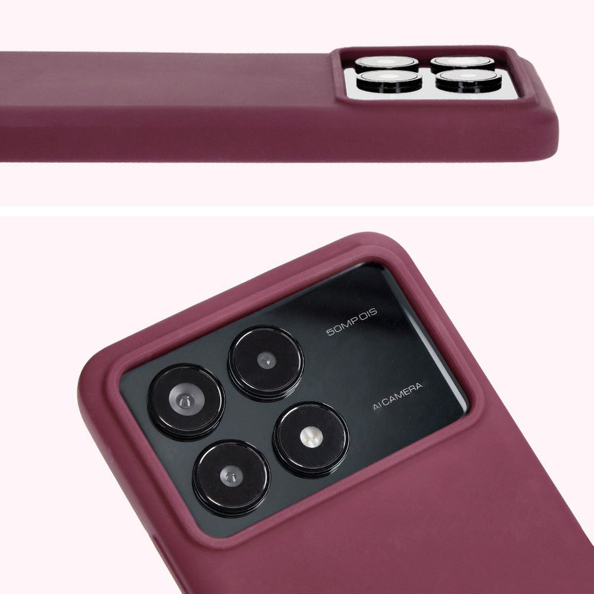 Silikon Handyhülle für Xiaomi Poco F6 Pro, Bizon Soft Case, Pflaumenfarbe