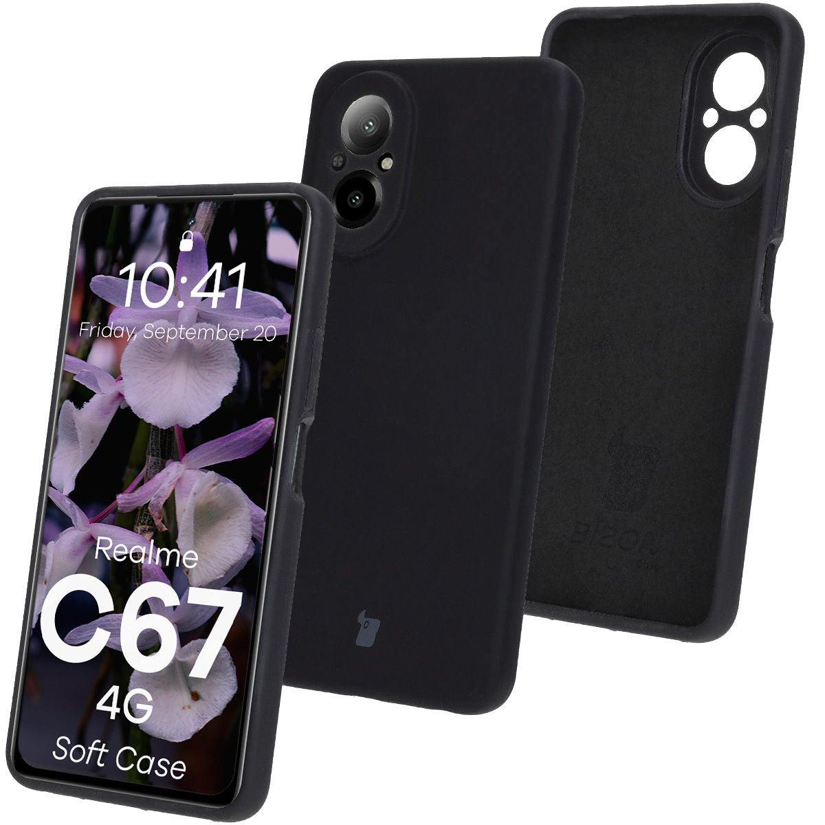 Silikon Handyhülle für Realme C67 4G, Bizon Soft Case, Schwarz