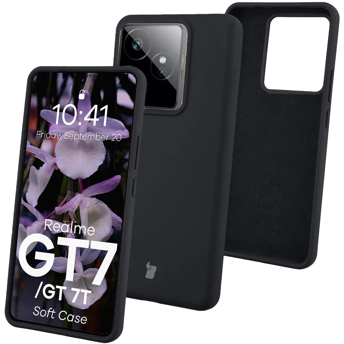 Silikon Handyhülle für Realme GT 7 / 7T, Bizon Soft Case, Schwarz