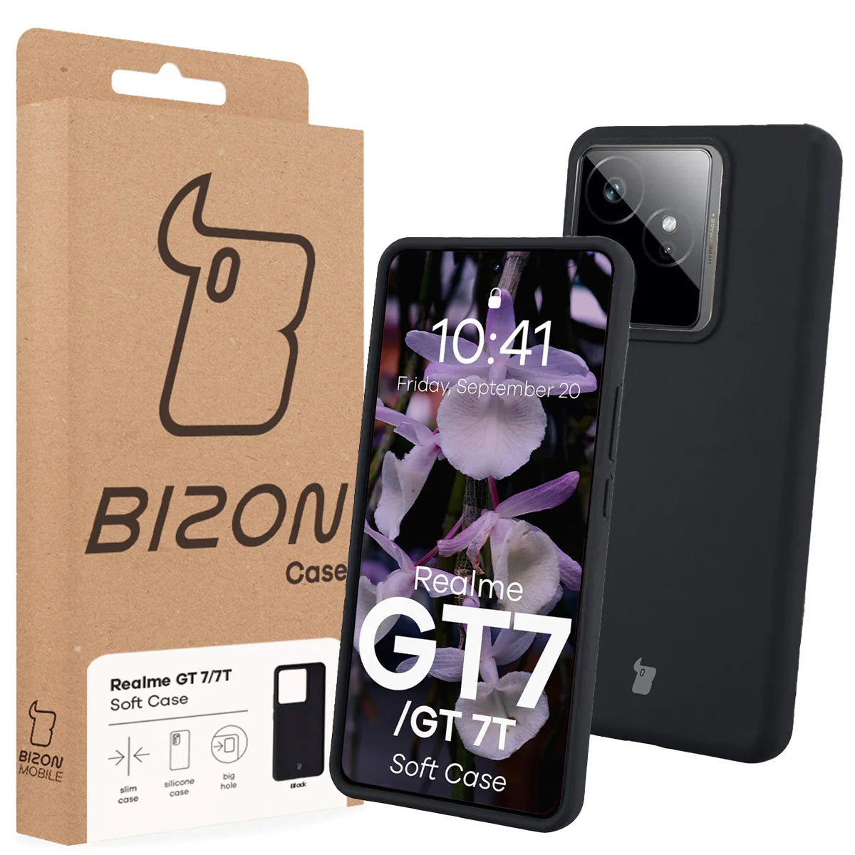 Silikon Handyhülle für Realme GT 7 / 7T, Bizon Soft Case, Schwarz
