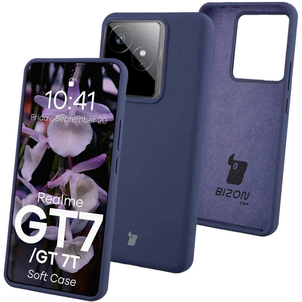 Silikon Handyhülle für Realme GT 7 / 7T, Bizon Soft Case, Dunkelblau