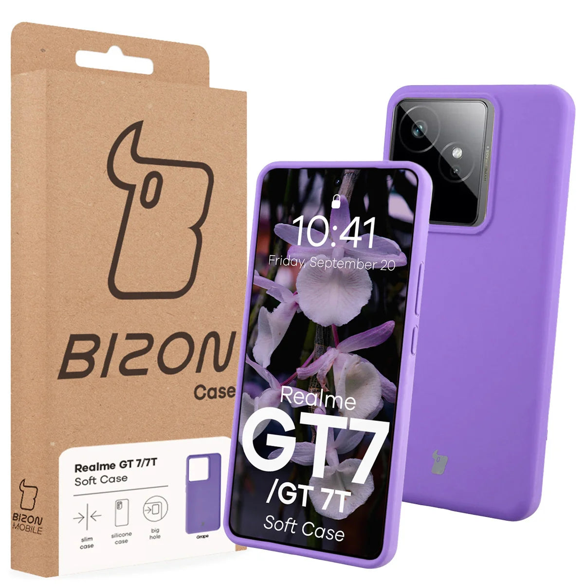 Silikon Handyhülle für Realme GT 7 / 7T, Bizon Soft Case, Violett