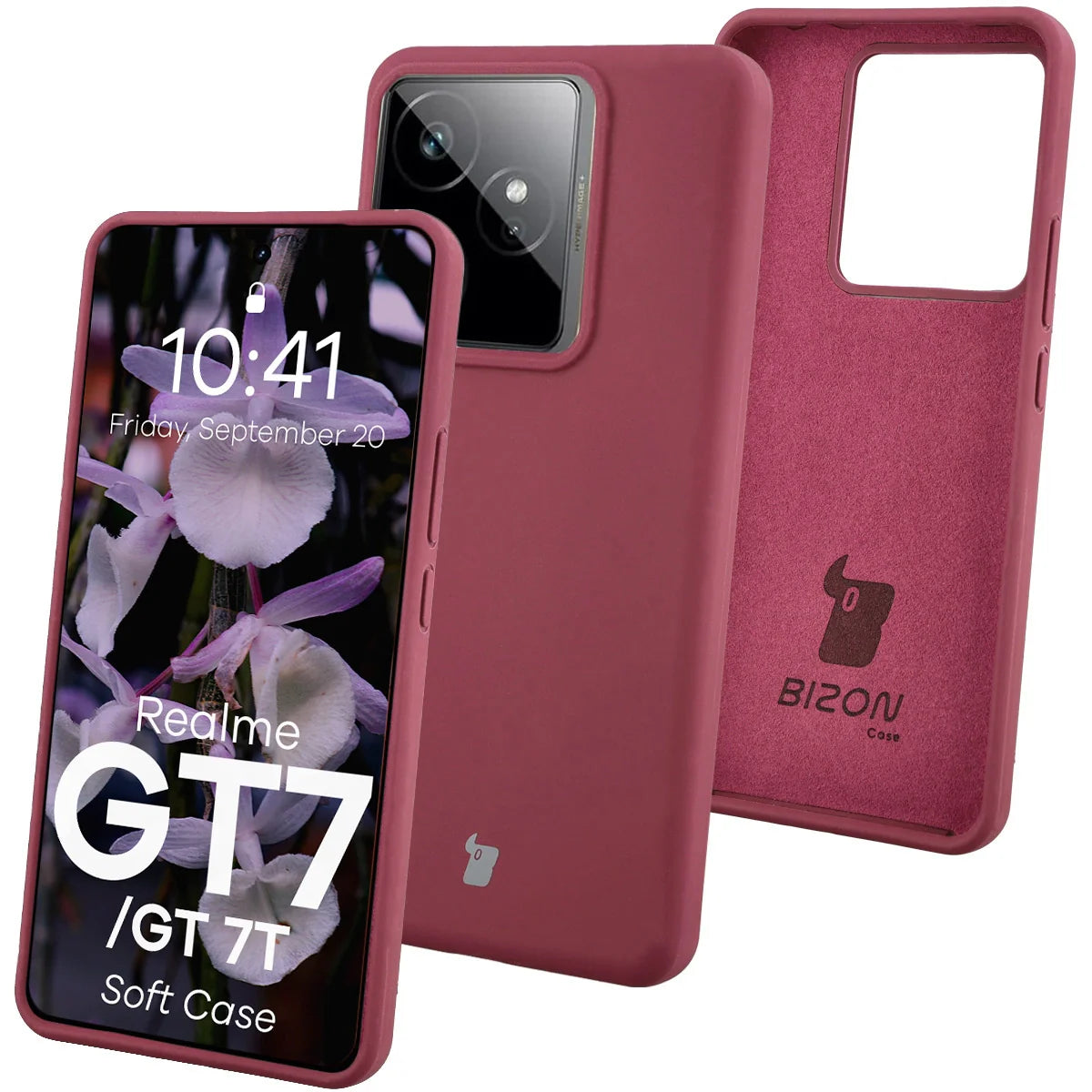 Silikon Handyhülle für Realme GT 7 / 7T, Bizon Soft Case, Pflaumenfarbe