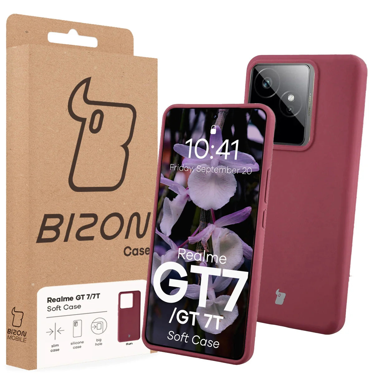 Silikon Handyhülle für Realme GT 7 / 7T, Bizon Soft Case, Pflaumenfarbe