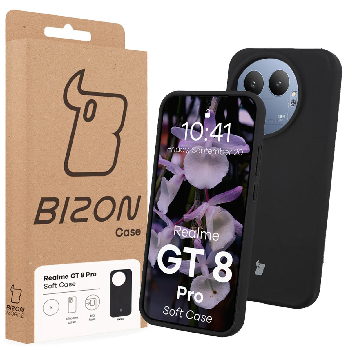 Silikon Handyhülle für Realme GT 8 Pro, Bizon Soft Case, Schwarz