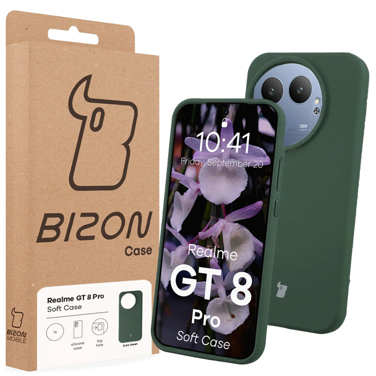 Silikon Handyhülle für Realme GT 8 Pro, Bizon Soft Case, Dunkelgrün