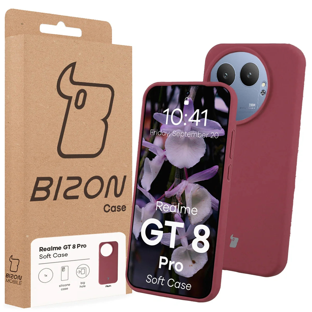 Silikon Handyhülle für Realme GT 8 Pro, Bizon Soft Case, Pflaumenfarbe