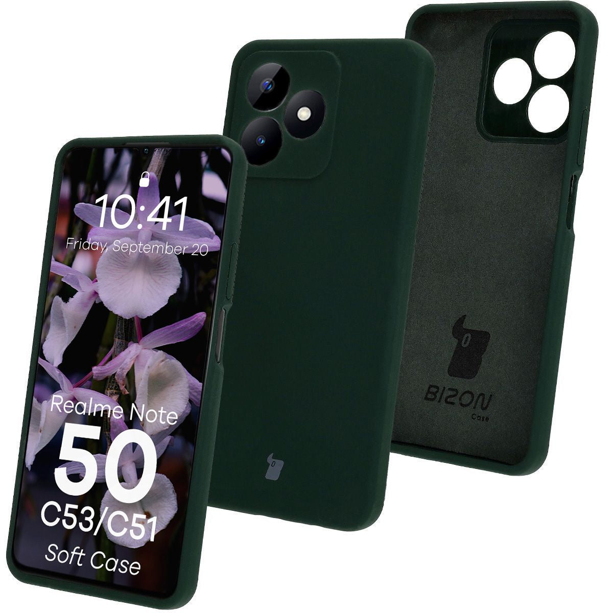 Silikon Handyhülle für Realme Note 50 / Realme C53 / C51, Bizon Soft Case, Dunkelgrün