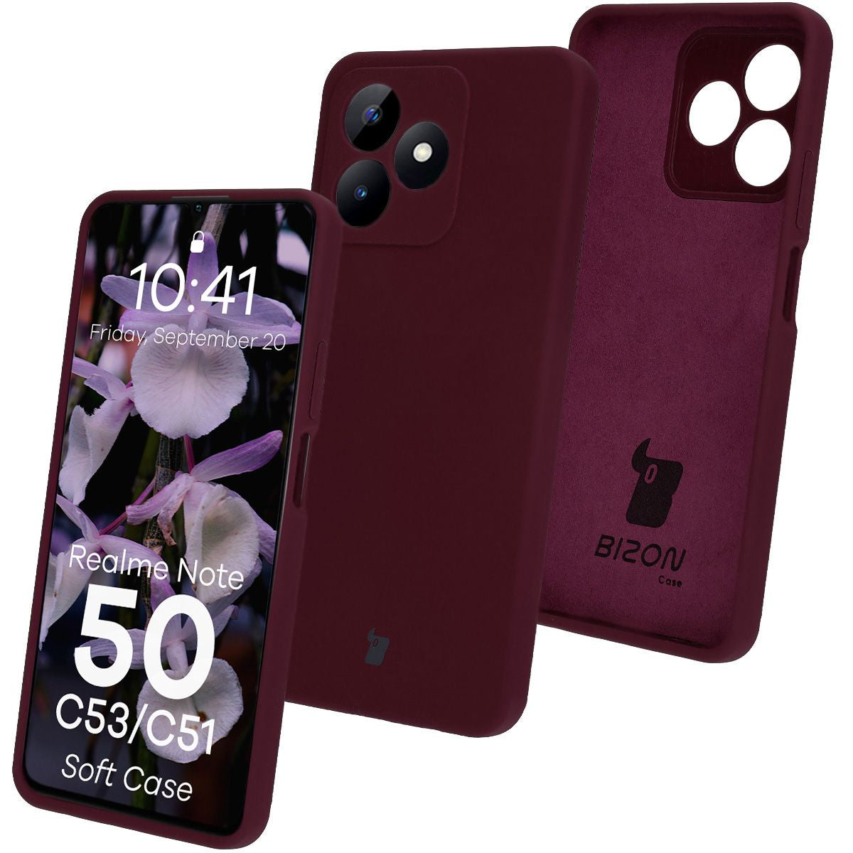 Silikon Handyhülle für Realme Note 50 / Realme C53 / C51, Bizon Soft Case, Pflaumenfarbe