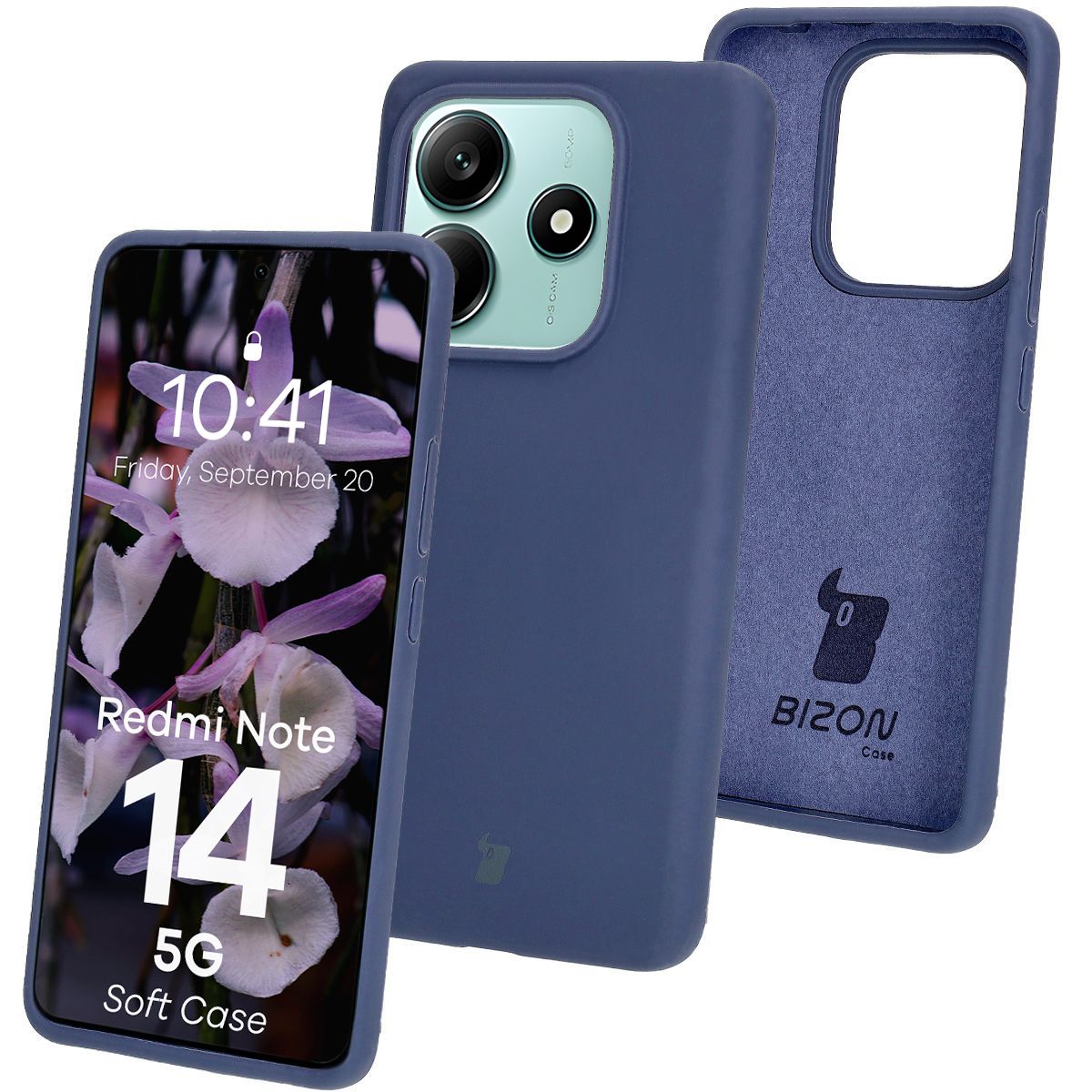 Silikon Handyhülle für Xiaomi Redmi Note 14 5G, Bizon Soft Case, Dunkelblau