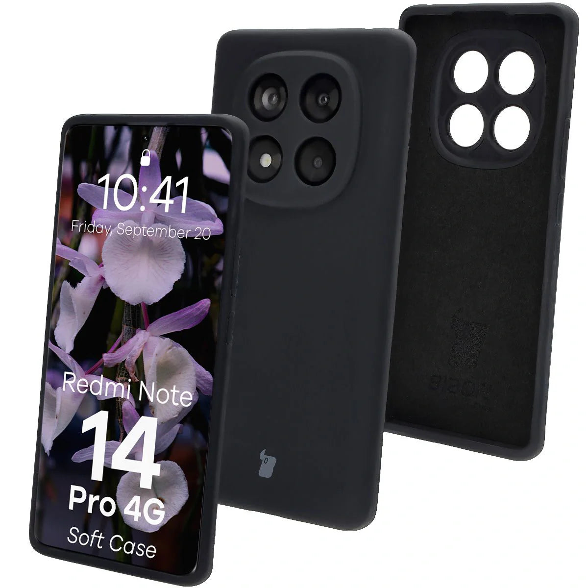 Silikon Handyhülle für Xiaomi Redmi Note 14 Pro 4G, Bizon Soft Case, Schwarz
