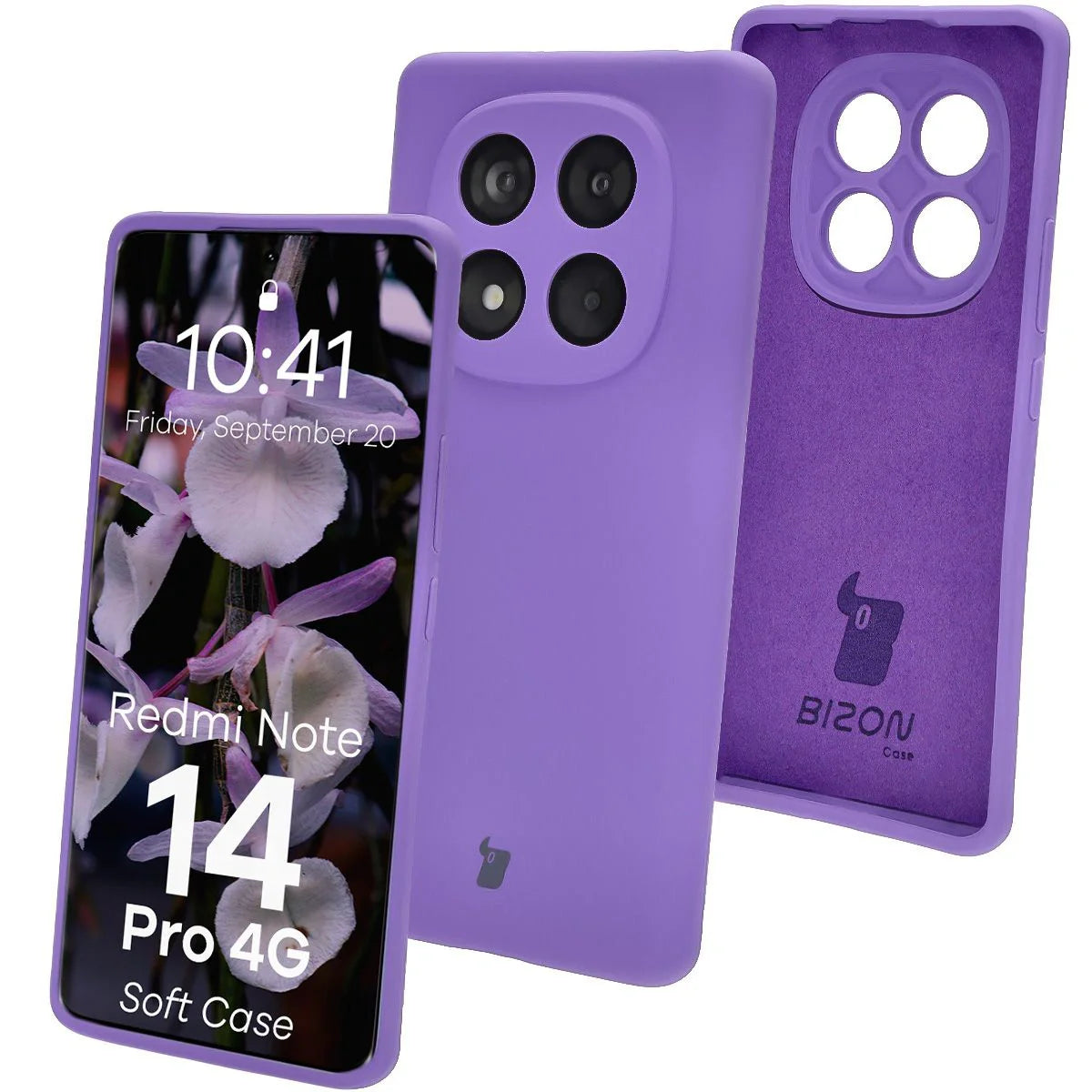 Silikon Handyhülle für Xiaomi Redmi Note 14 Pro 4G, Bizon Soft Case, Violett