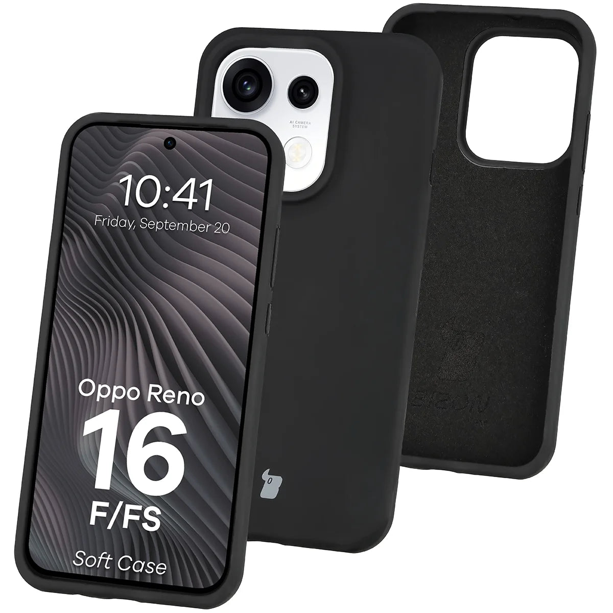 Silikon Handyhülle für Oppo Reno16 F / Reno16 FS, Bizon Soft Case, Schwarz (1/7)