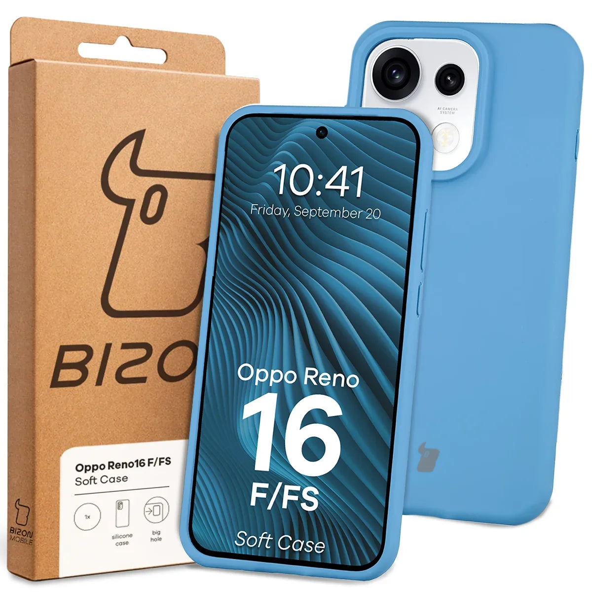 Silikon Handyhülle für Oppo Reno16 F / Reno16 FS, Bizon Soft Case, Blau (7/7)