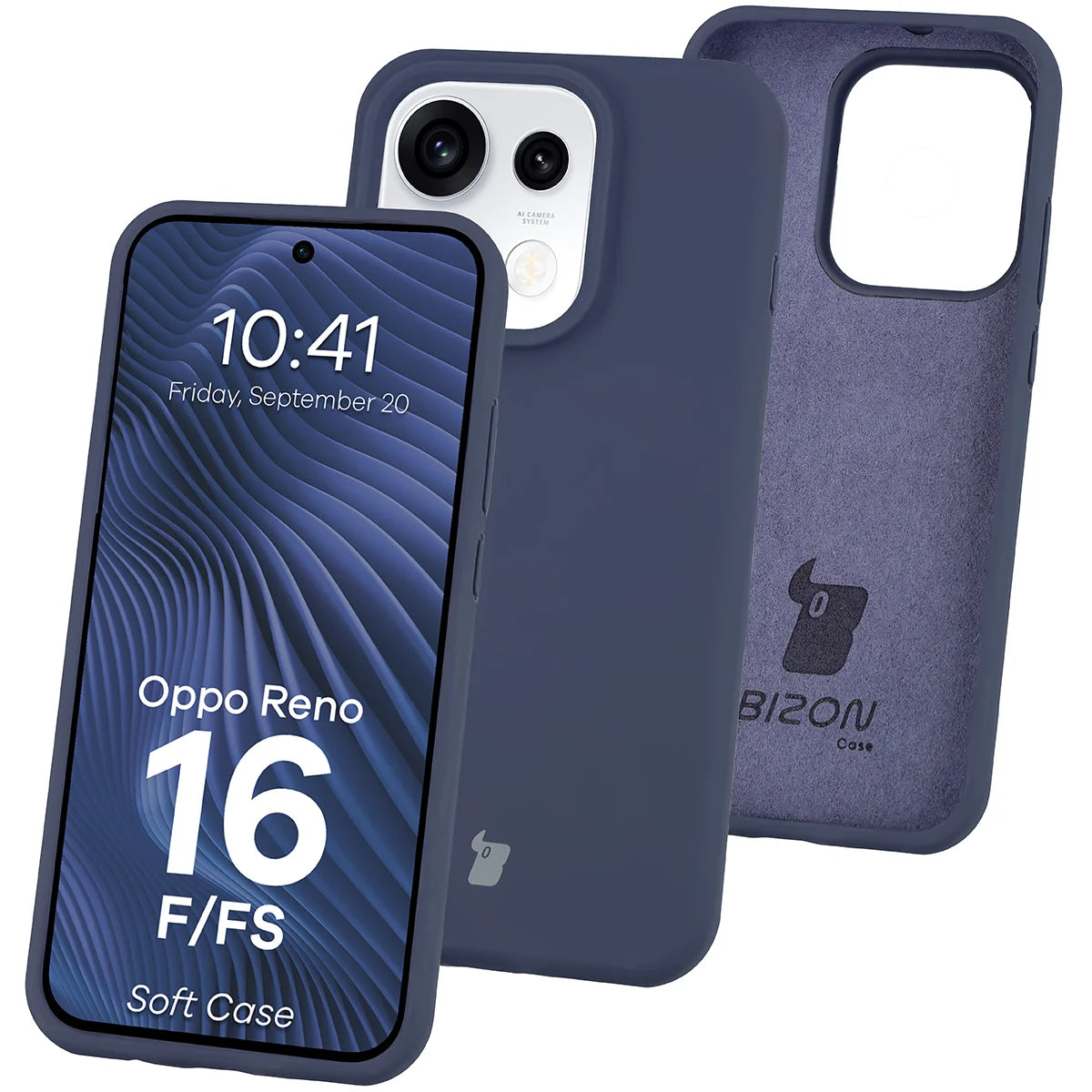 Silikon Handyhülle für Oppo Reno16 F / Reno16 FS, Bizon Soft Case, Dunkelblau (1/7)