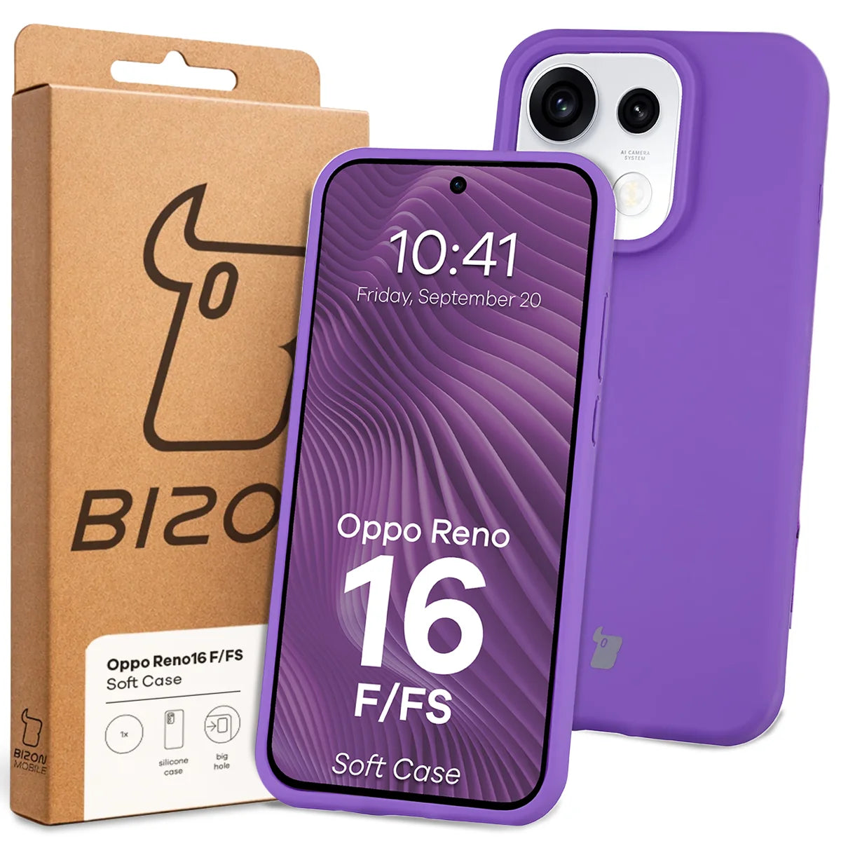 Silikon Handyhülle für Oppo Reno16 F / Reno16 FS, Bizon Soft Case, Violett (7/7)