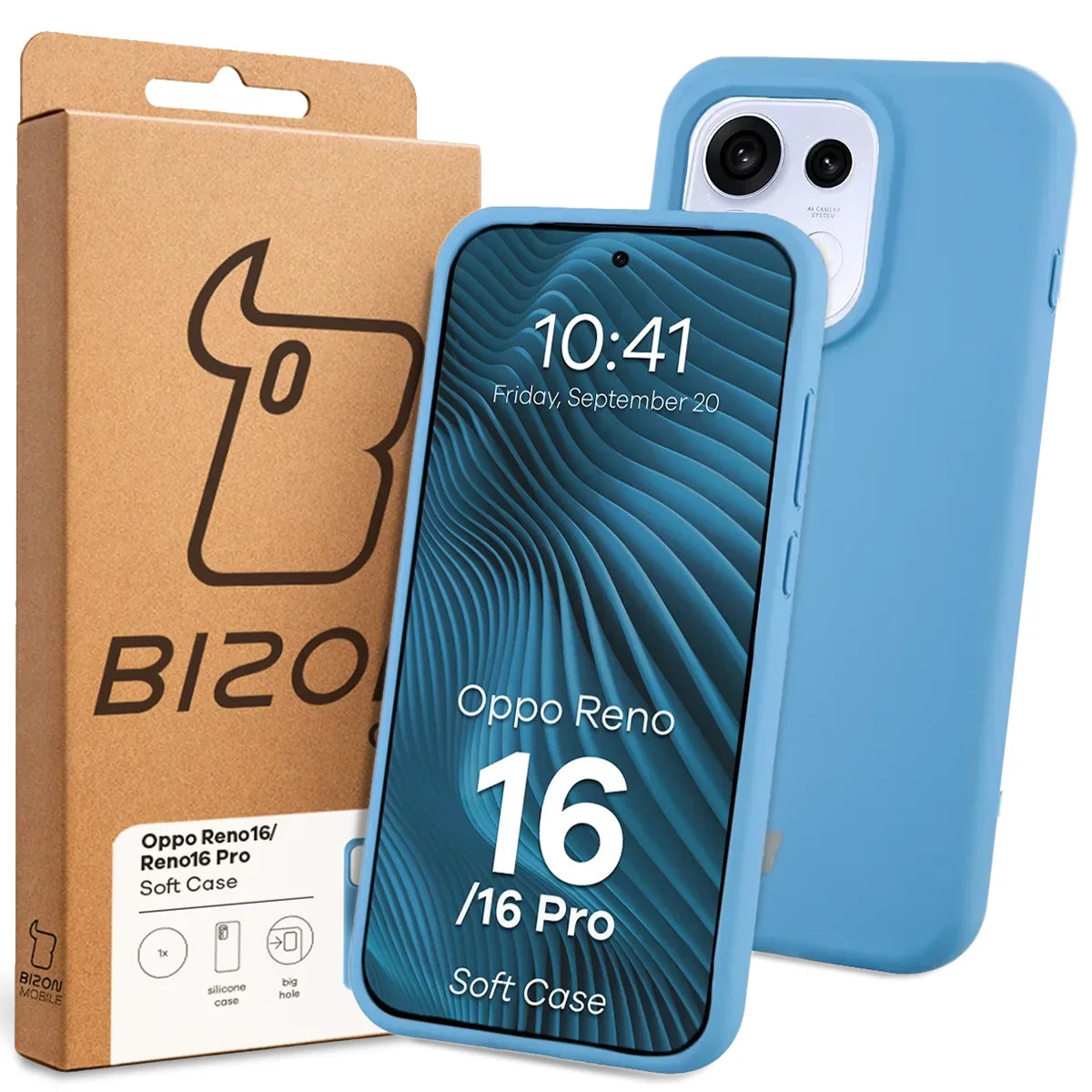 Silikon Handyhülle für Oppo Reno16 / Reno16 Pro 5G, Bizon Soft Case, Blau