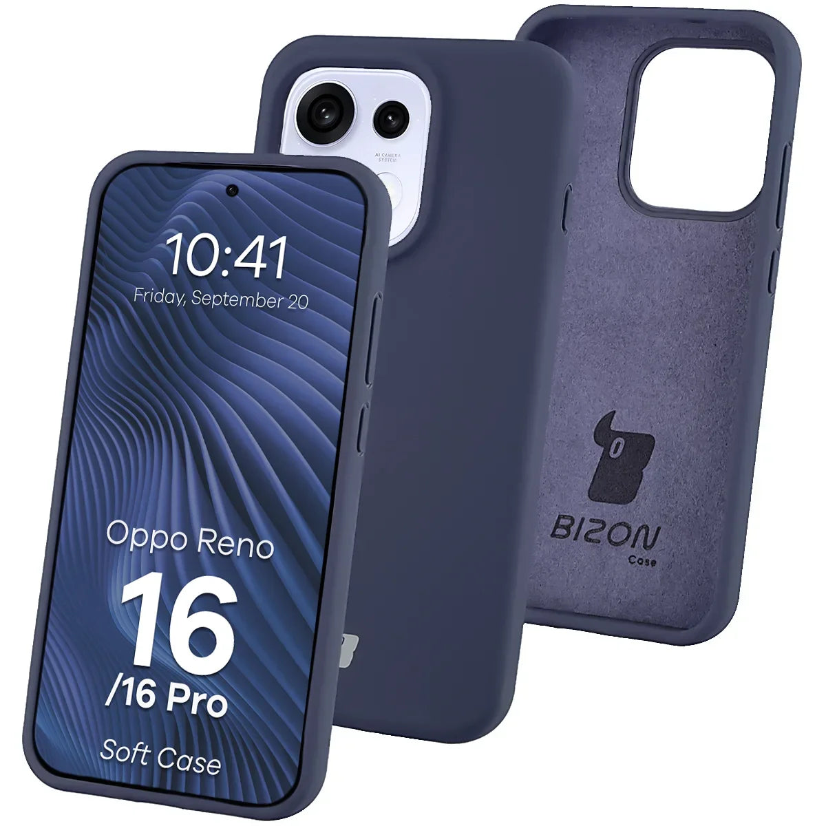 Silikon Handyhülle für Oppo Reno16 / Reno16 Pro 5G, Bizon Soft Case, Dunkelblau