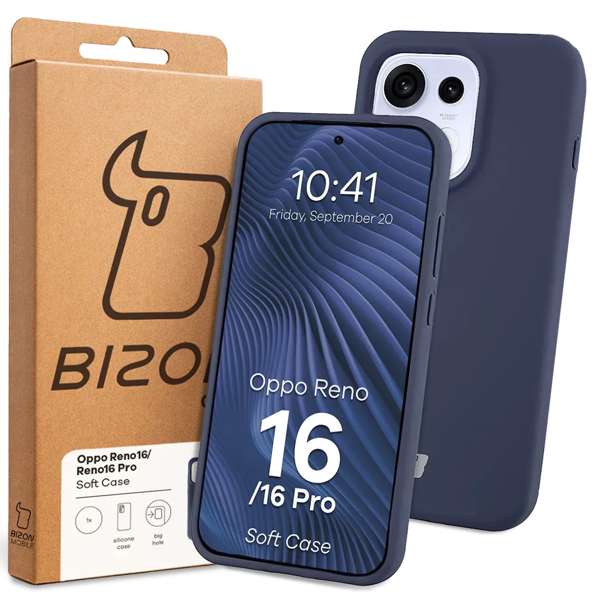 Silikon Handyhülle für Oppo Reno16 / Reno16 Pro 5G, Bizon Soft Case, Dunkelblau