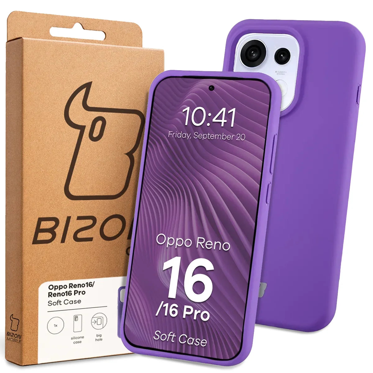 Silikon Handyhülle für Oppo Reno16 / Reno16 Pro 5G, Bizon Soft Case, Violett