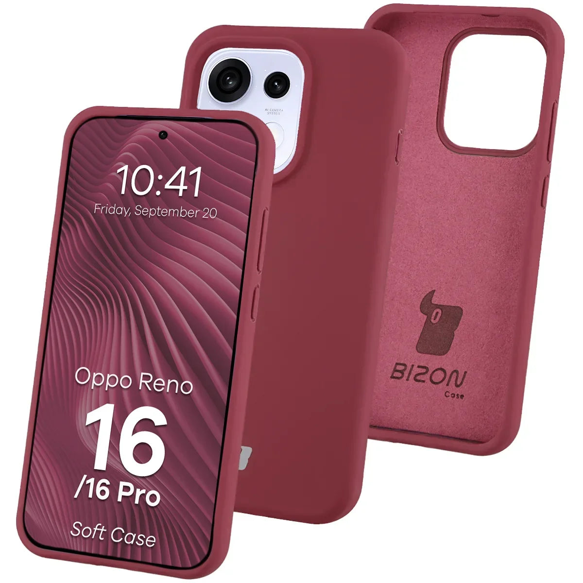 Silikon Handyhülle für Oppo Reno16 / Reno16 Pro 5G, Bizon Soft Case, Pflaumenfarbe