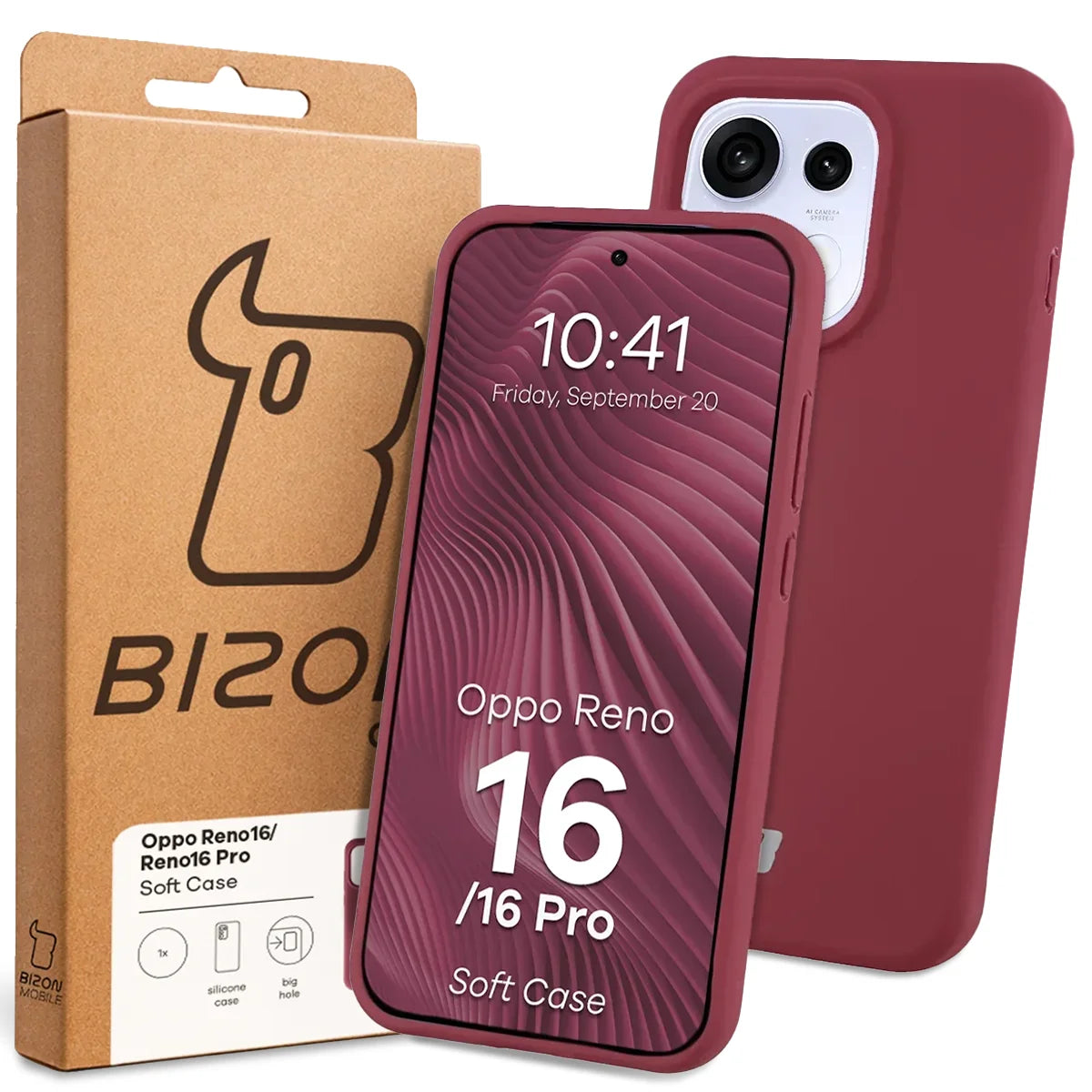Silikon Handyhülle für Oppo Reno16 / Reno16 Pro 5G, Bizon Soft Case, Pflaumenfarbe