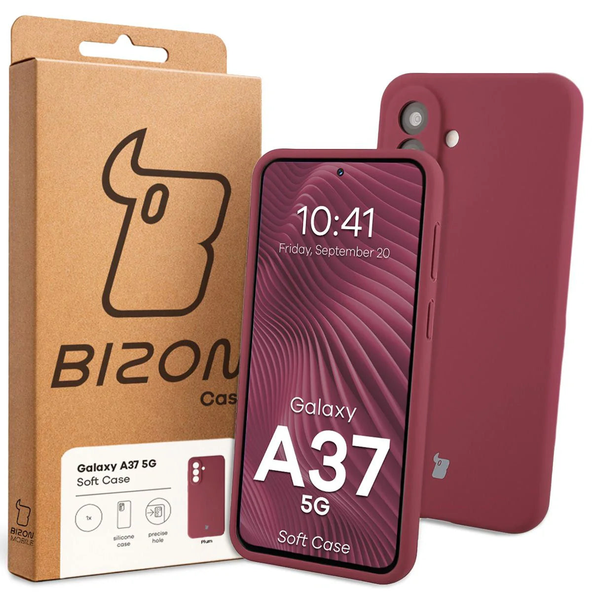 Silikon Handyhülle für Galaxy A37 5G, Bizon Soft Case, Pflaumenfarbe