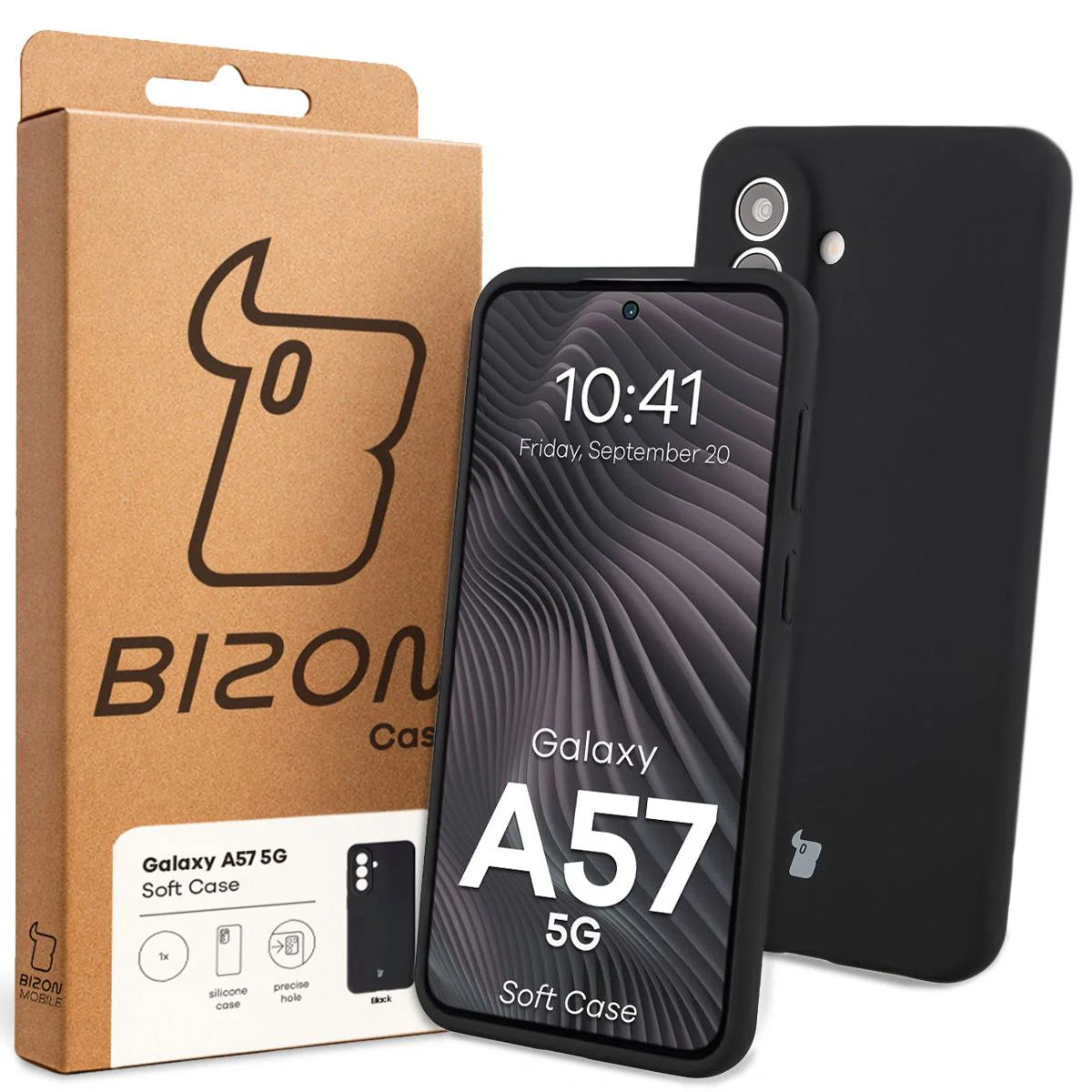 Silikon Handyhülle für Galaxy A57 5G, Bizon Soft Case, Schwarz