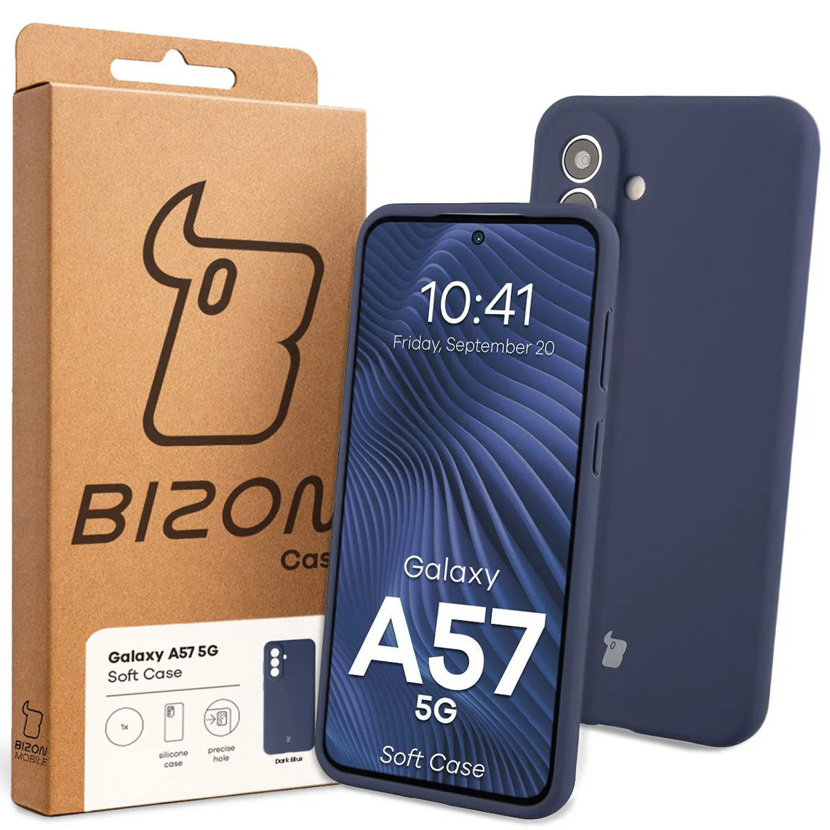 Silikon Handyhülle für Galaxy A57 5G, Bizon Soft Case, Dunkelblau