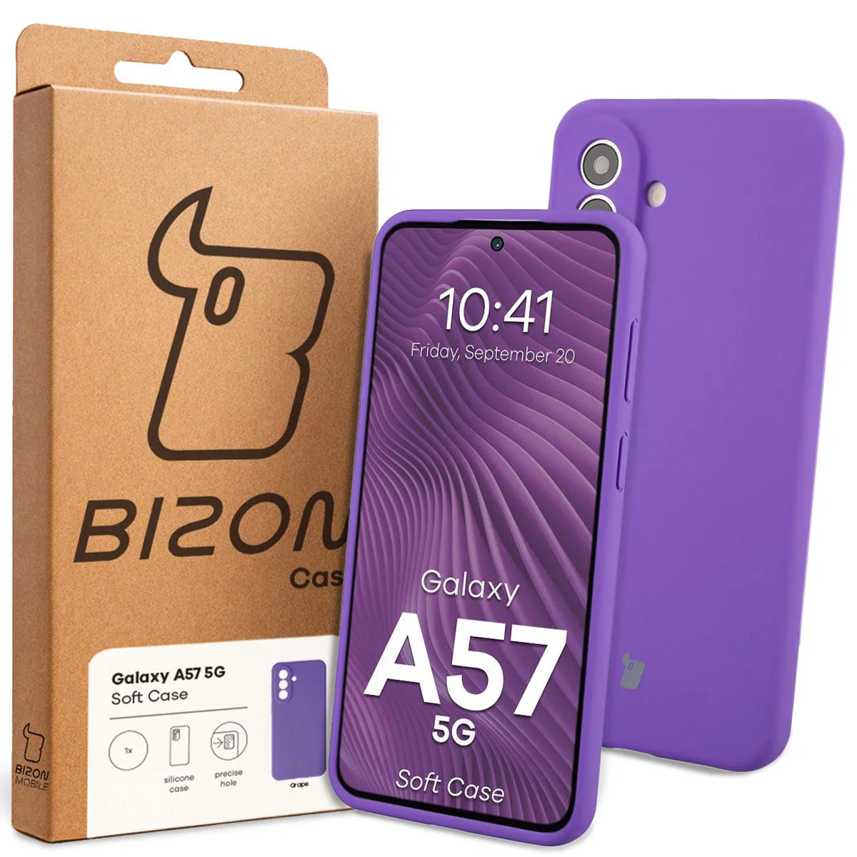 Silikon Handyhülle für Galaxy A57 5G, Bizon Soft Case, Violett