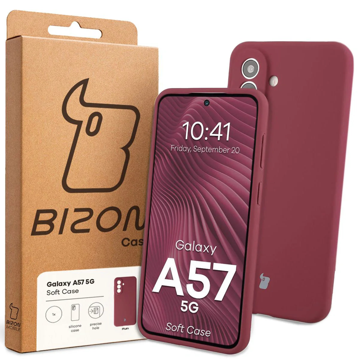 Silikon Handyhülle für Galaxy A57 5G, Bizon Soft Case, Pflaumenfarbe