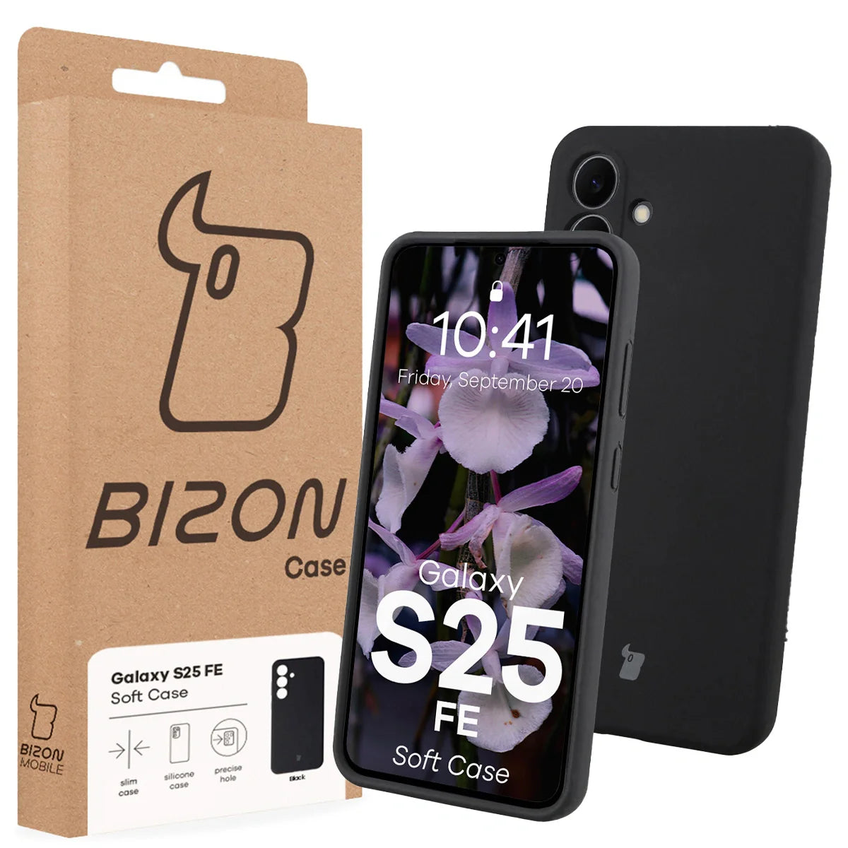 Silikon Handyhülle für Galaxy S25 FE, Bizon Soft Case, Schwarz