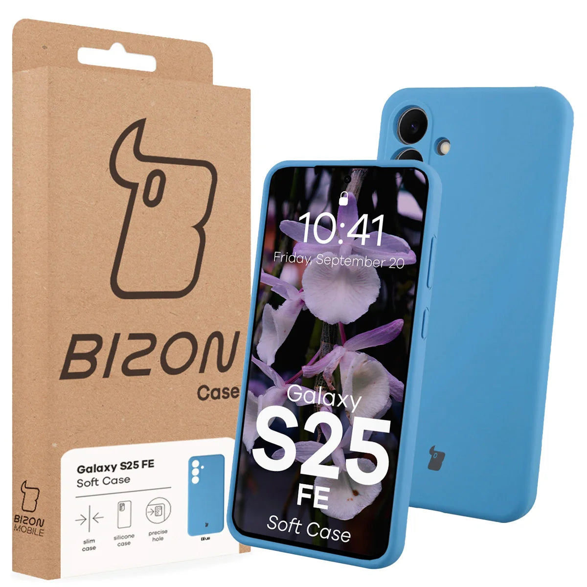 Silikon Handyhülle für Galaxy S25 FE, Bizon Soft Case, Blau