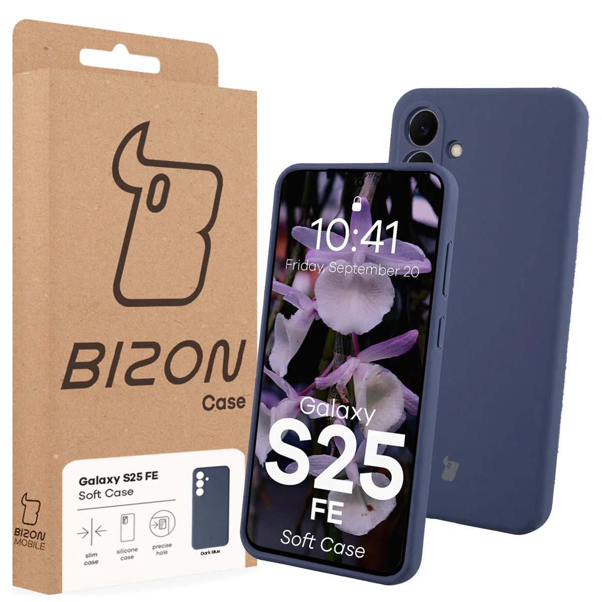Silikon Handyhülle für Galaxy S25 FE, Bizon Soft Case, Dunkelblau
