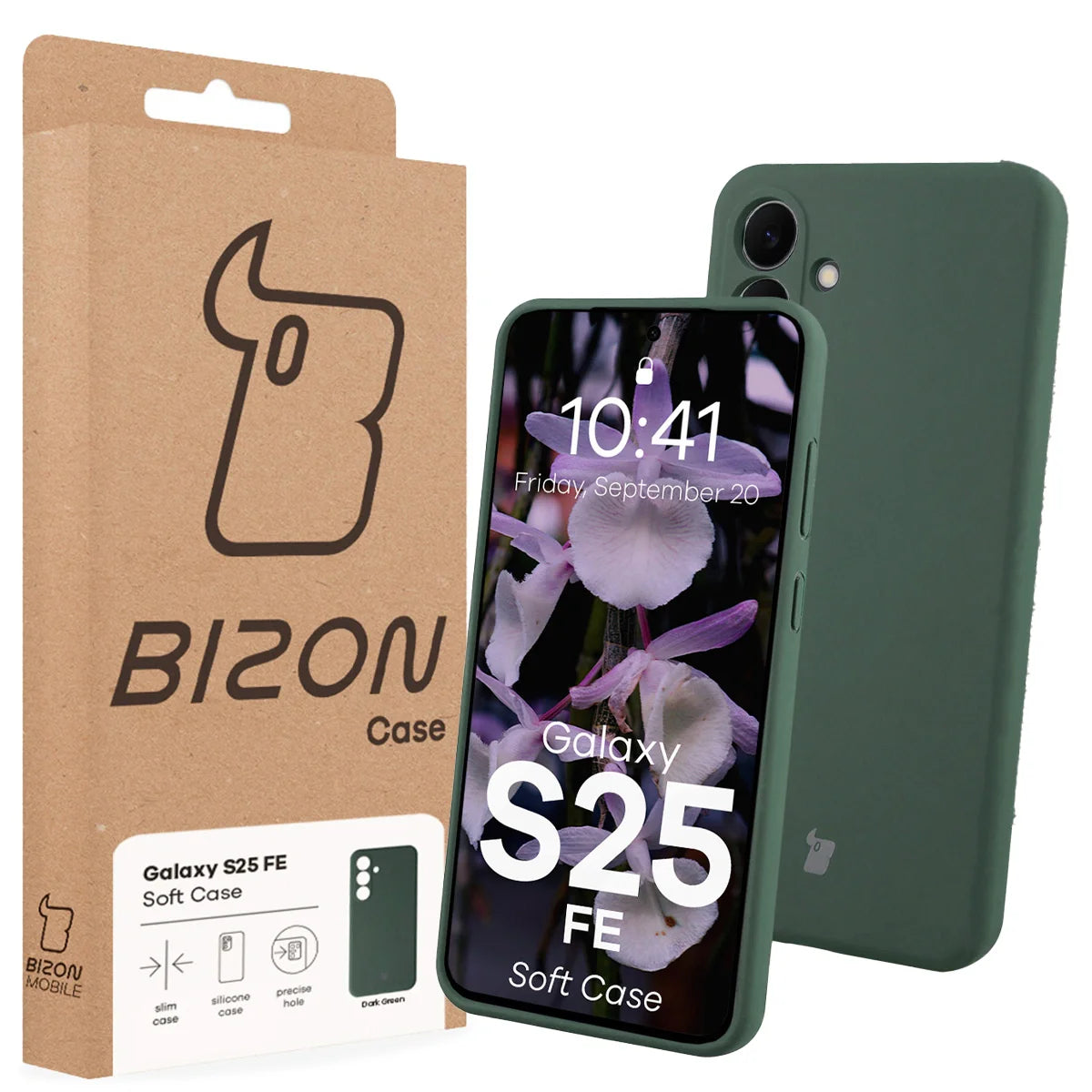 Silikon Handyhülle für Galaxy S25 FE, Bizon Soft Case, Dunkelgrün