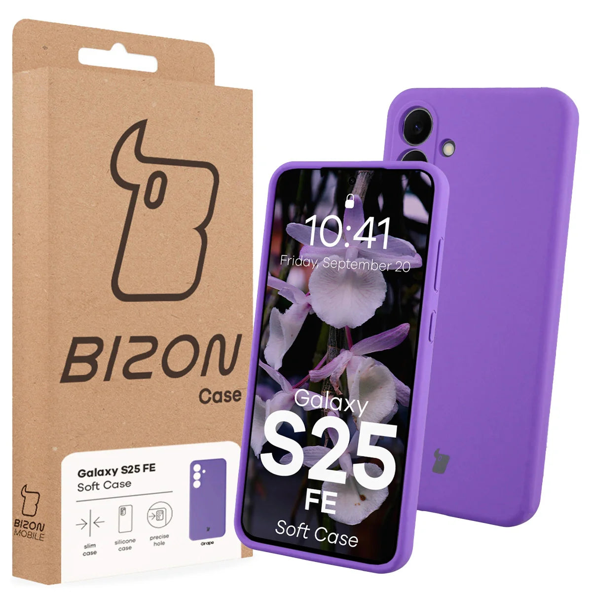 Silikon Handyhülle für Galaxy S25 FE, Bizon Soft Case, Violett