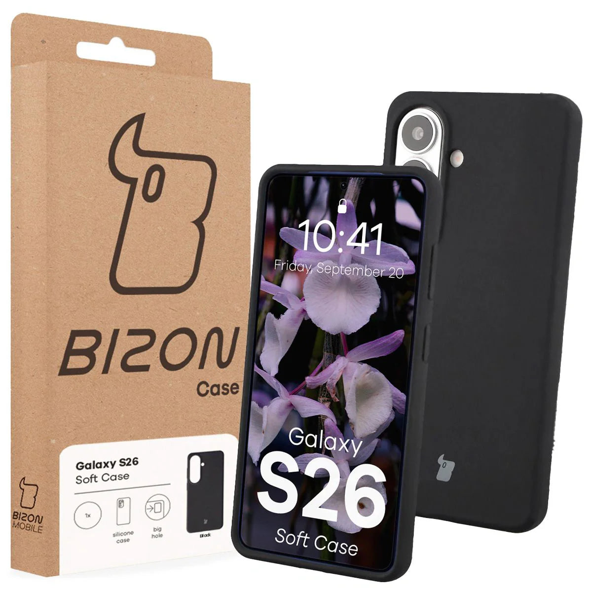 Silikon Handyhülle für Galaxy S26, Bizon Soft Case, Schwarz